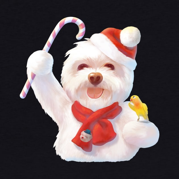 Christmas Dog in Santa Hat by zkozkohi